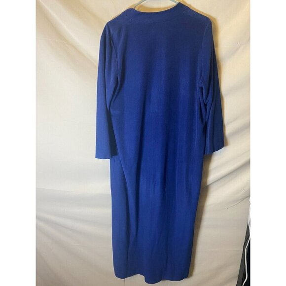 Vintage Sears at Home Robe Zip Up Womens Vneck Blue Soft Long 70s Size XL kaftan - Picture 3 of 3